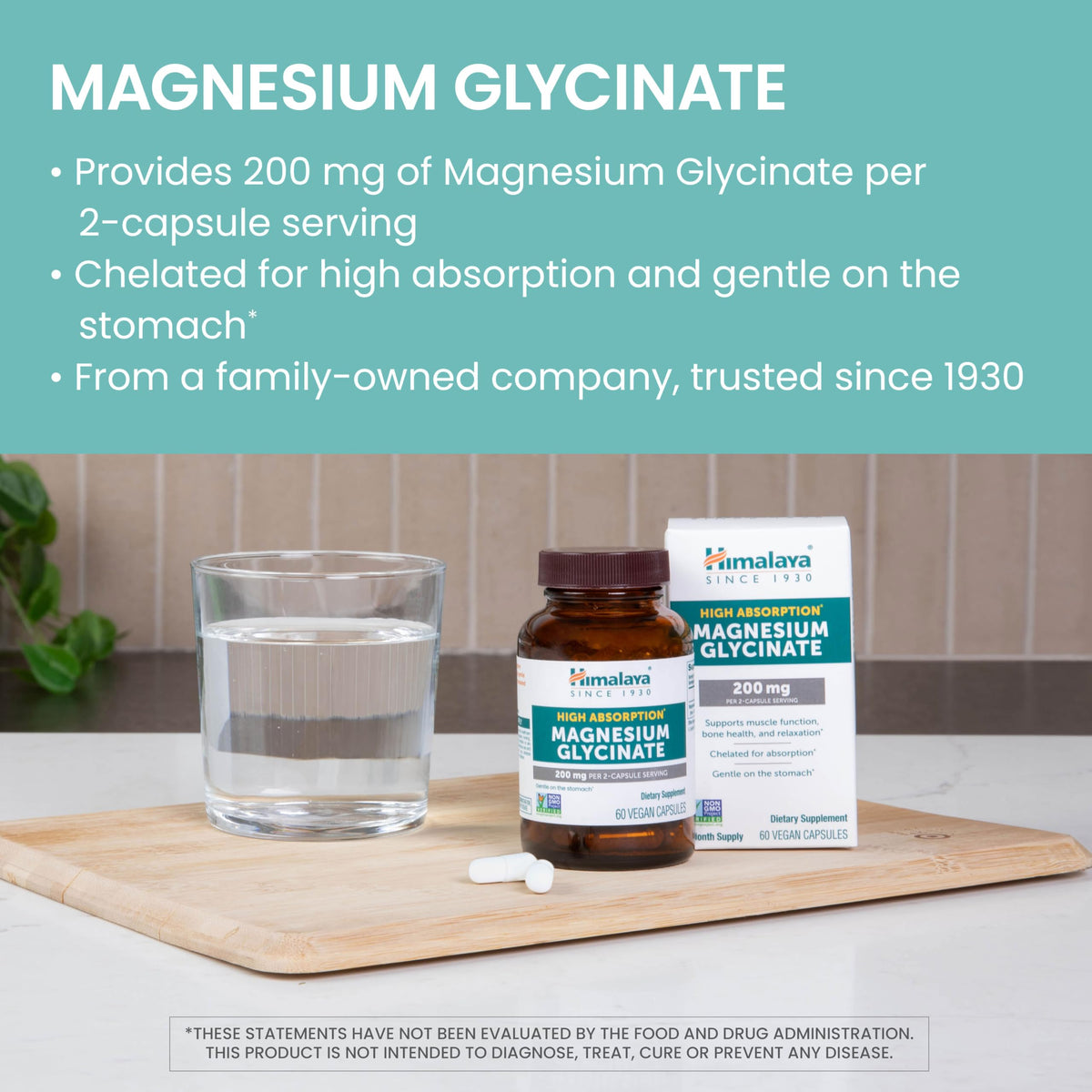 Himalaya Magnesium Glycinate 200 mg capsules végétales ouvertes