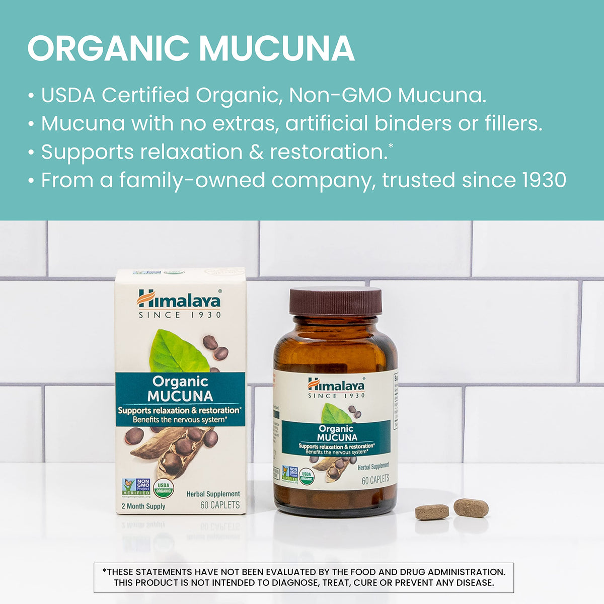 Himalaya Mucuna Pruriens 600mg comprimés végétaux avec des ingrédients