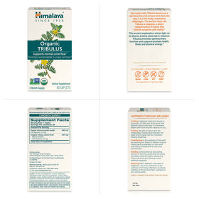 Himalaya Organic Tribulus Terrestris 688 mg flacon sur une table en bois