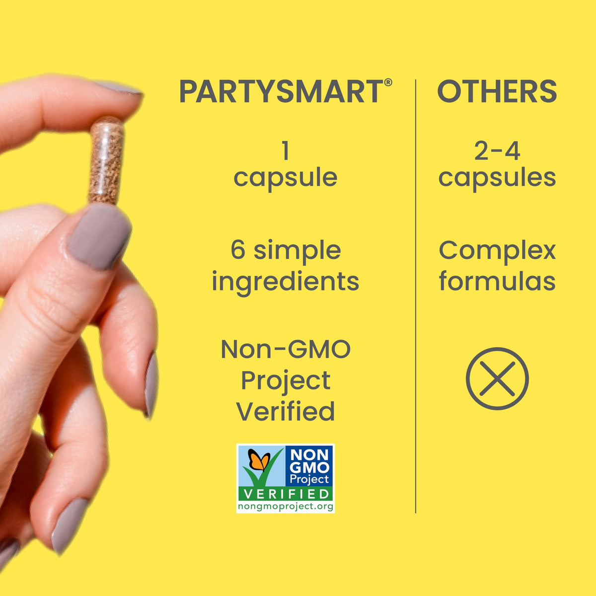 Himalaya PartySmart capsules à côté d'un verre d'eau