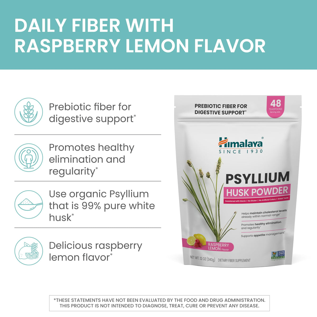 Himalaya Poudre de Psyllium à la Framboise et Citron 340 g en mélange dans un verre