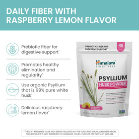 Himalaya Poudre de Psyllium à la Framboise et Citron 340 g en mélange dans un verre