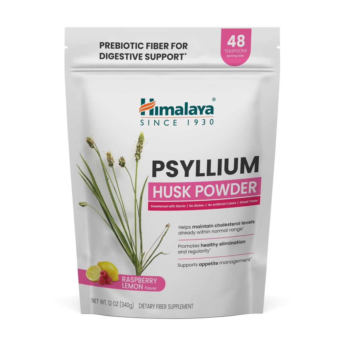 Himalaya Poudre de Psyllium à la Framboise et Citron 340 g vue de face