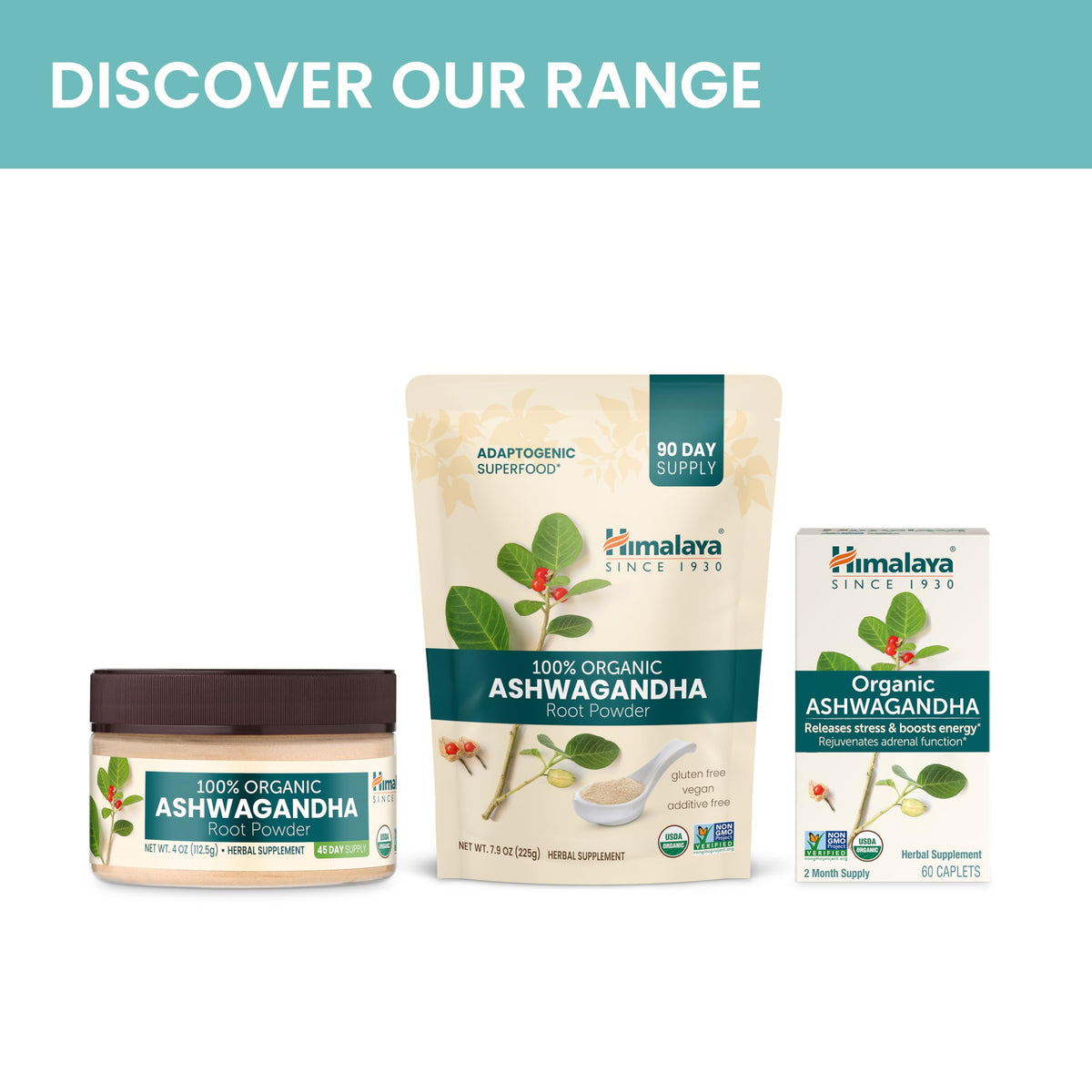 Himalaya Poudre de Racine d'Ashwagandha 181g sur une table en bois