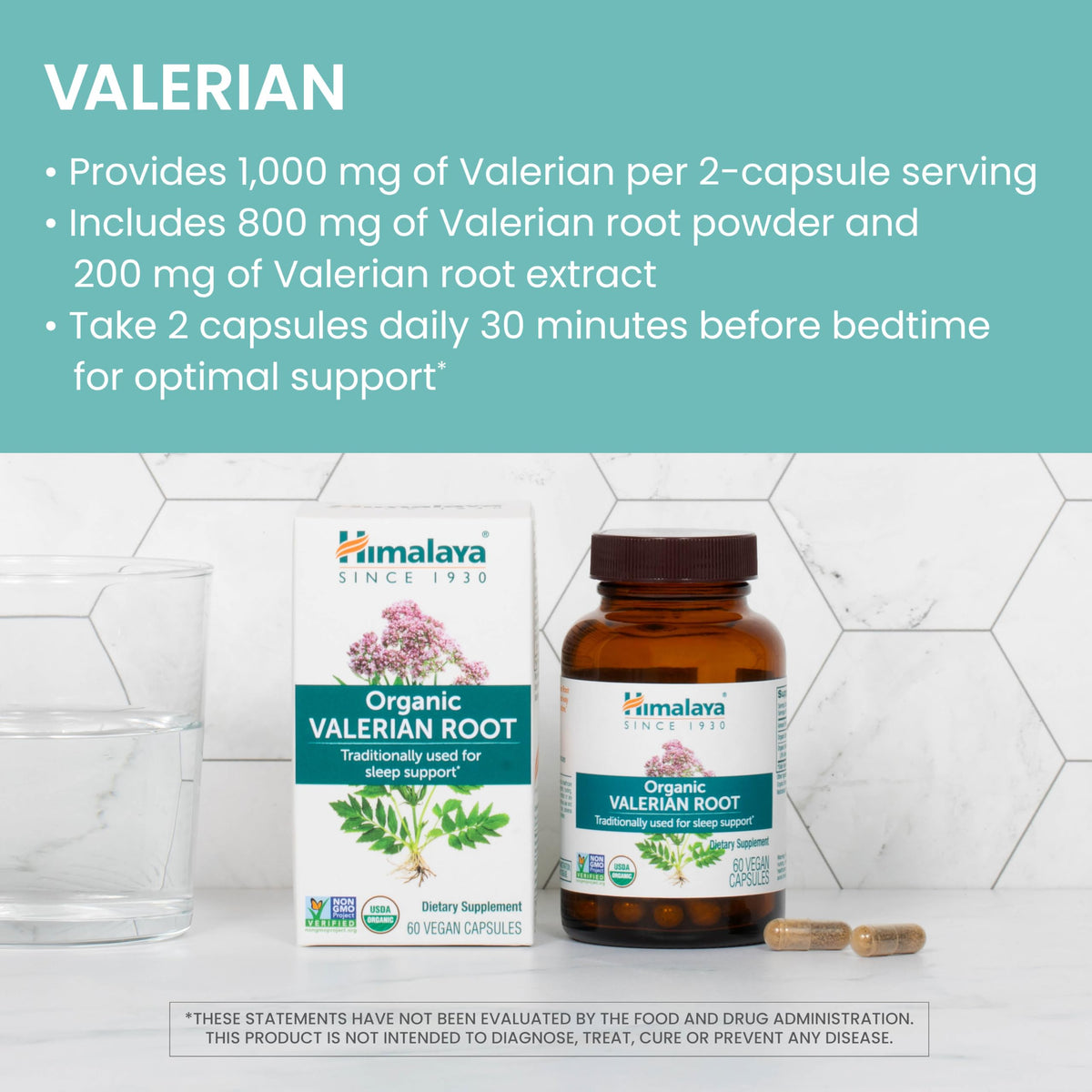 Himalaya Racine de Valériane Bio 1000 mg 60 Capsules côté