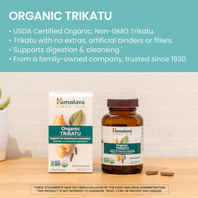 Himalaya Trikatu 60 comprimés végétaux bio, étiquette avec ingrédients