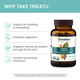 Himalaya Trikatu 60 comprimés végétaux bio, présentation sur une table