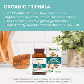 Himalaya Triphala Bio 688mg, emballage et étiquette