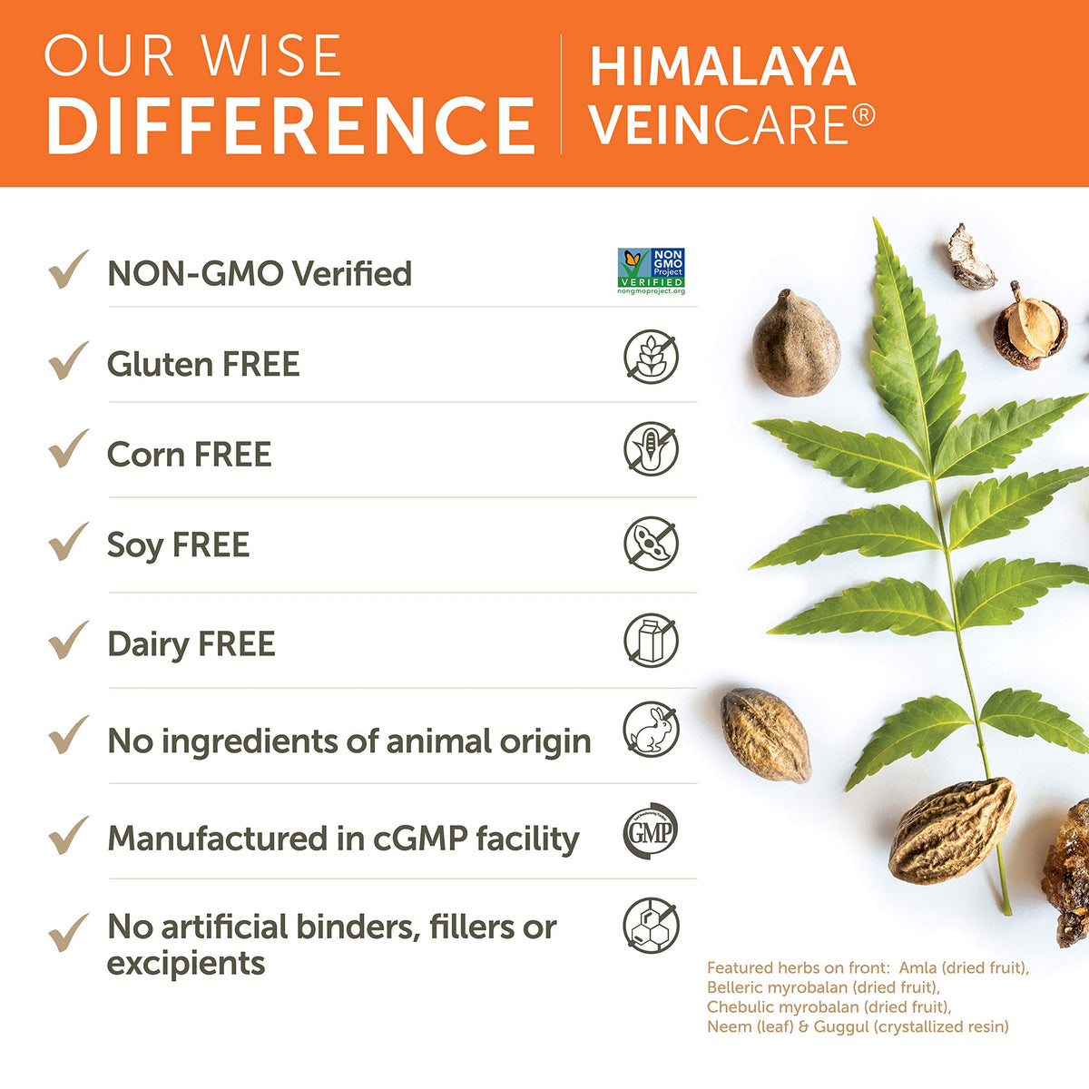 Himalaya VeinCare 300 mg 60 capsules sur une surface naturelle