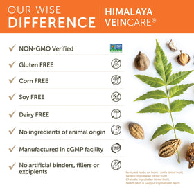 Himalaya VeinCare 300 mg 60 capsules sur une surface naturelle