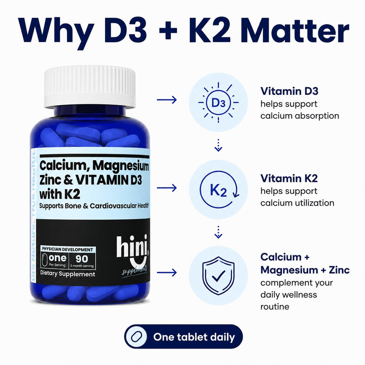 HINI Calcium Magnésium Zinc étiquette et informations nutritionnelles