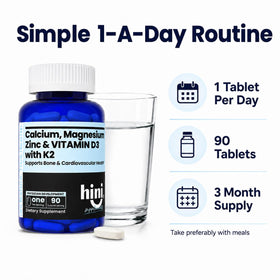 HINI Calcium Magnésium Zinc tablettes en main