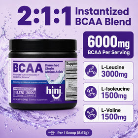 HINI Poudre BCAA agrumes mélange dans un verre d'eau