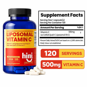 HINI Vitamine C Liposomale 500mg avec étiquette visible