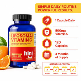 HINI Vitamine C Liposomale 500mg, capsules à l'intérieur du flacon