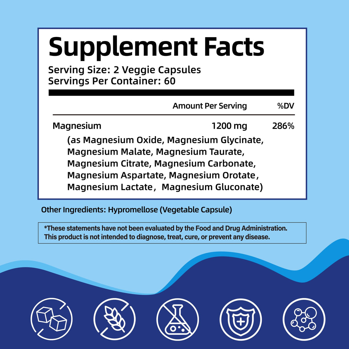 HiPlus Complément Alimentaire Magnésium Complexe 1200 mg - vue arrière