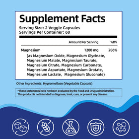 HiPlus Complément Alimentaire Magnésium Complexe 1200 mg - vue arrière