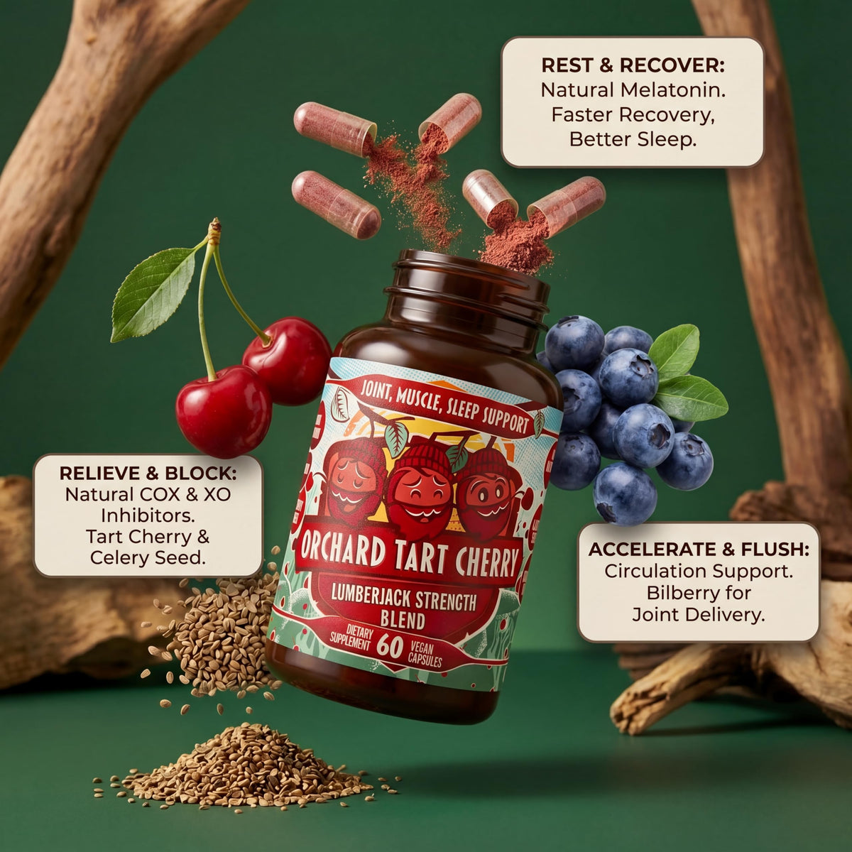 Hippie Farms Capsules Cerise Acide 68g - Étiquette de produit