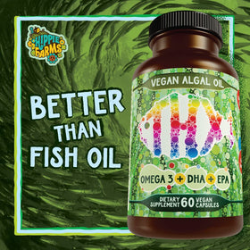 Hippie Farms Huile d'Algues Végétalienne 68g, gélules sur fond neutre