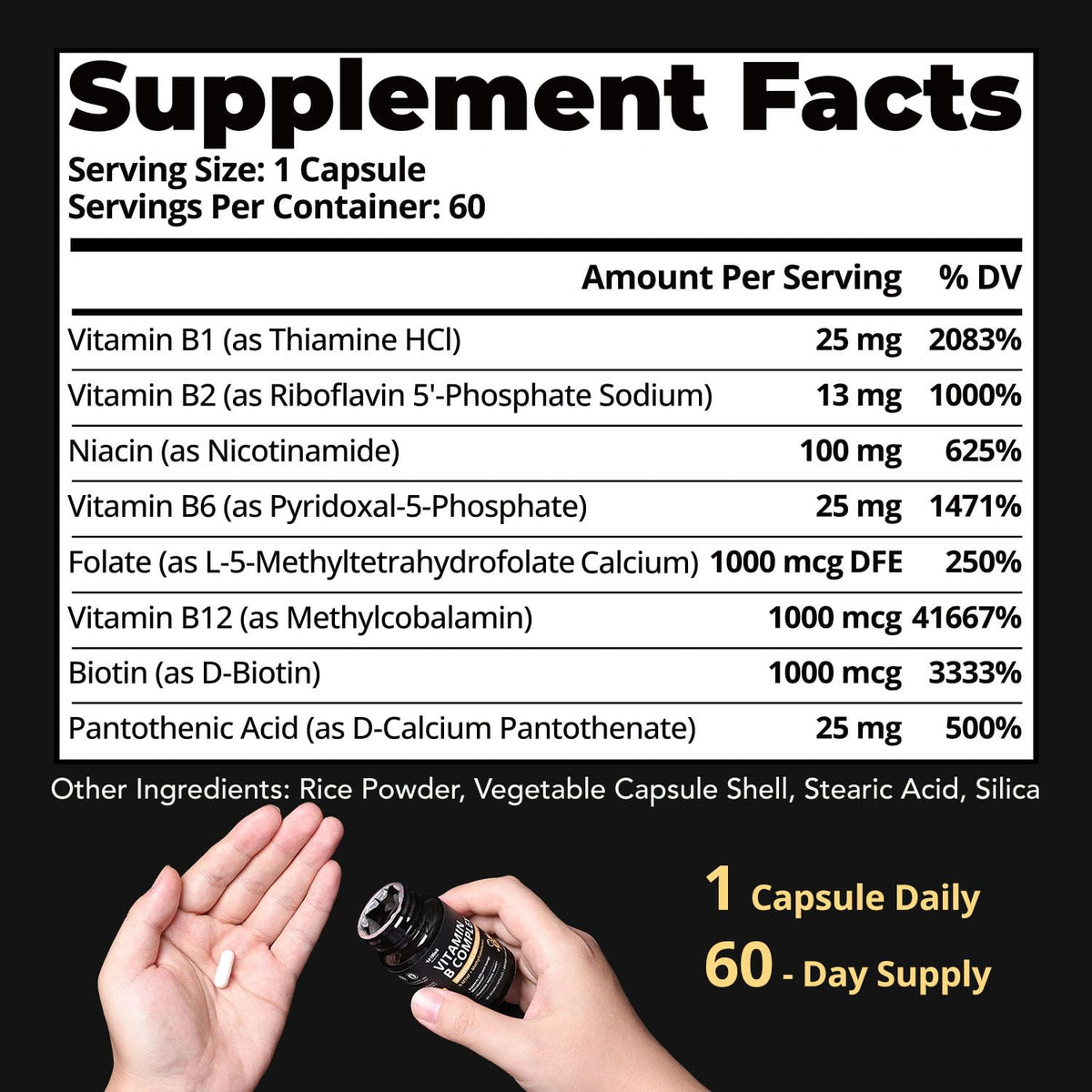 HiWell Absorfyx Complexe de Vitamines B avec ingrédients en arrière-plan