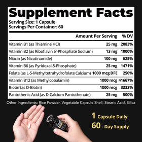 HiWell Absorfyx Complexe de Vitamines B avec ingrédients en arrière-plan