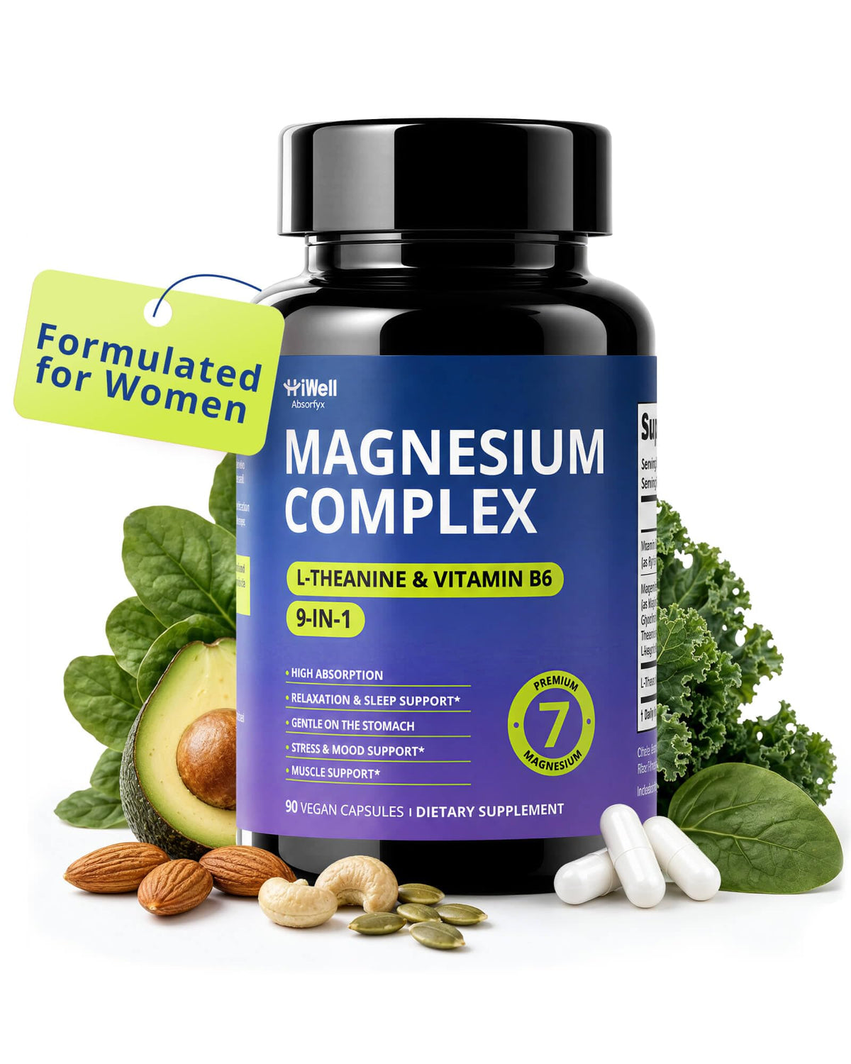 HiWell Absorfyx Complexe Magnésium Femme 90 capsules vegan vue avant
