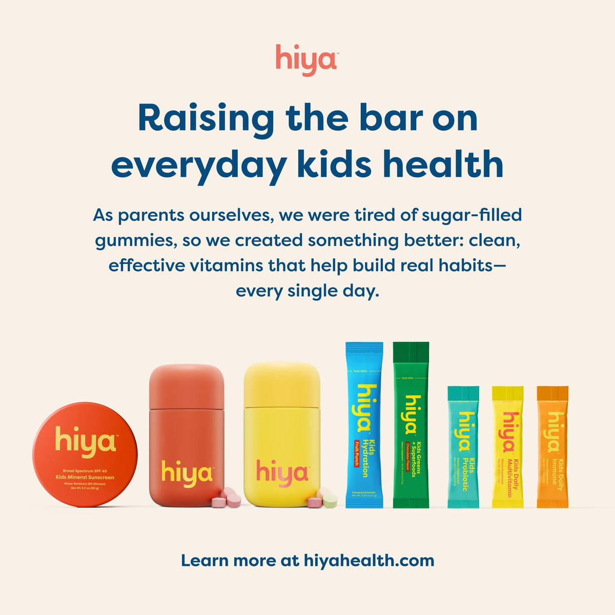 HIYA Complément Alimentaire Enfant stick pack sur une surface plane