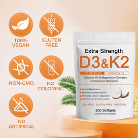 Hlonns D3 K2 Vitamine 10000 IU description sur l'emballage