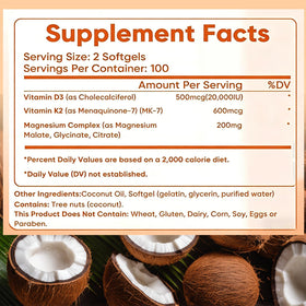 Hlonns D3 K2 Vitamine 10000 IU gélules sur fond blanc