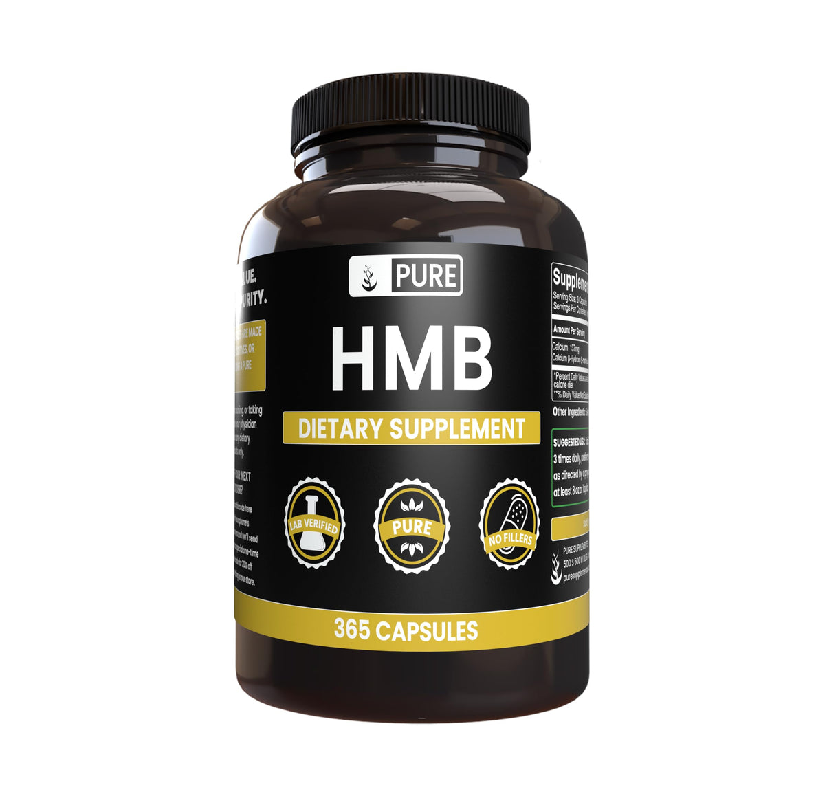 HMB PURE ORIGINAL INGREDIENTS 365 capsules vue avant