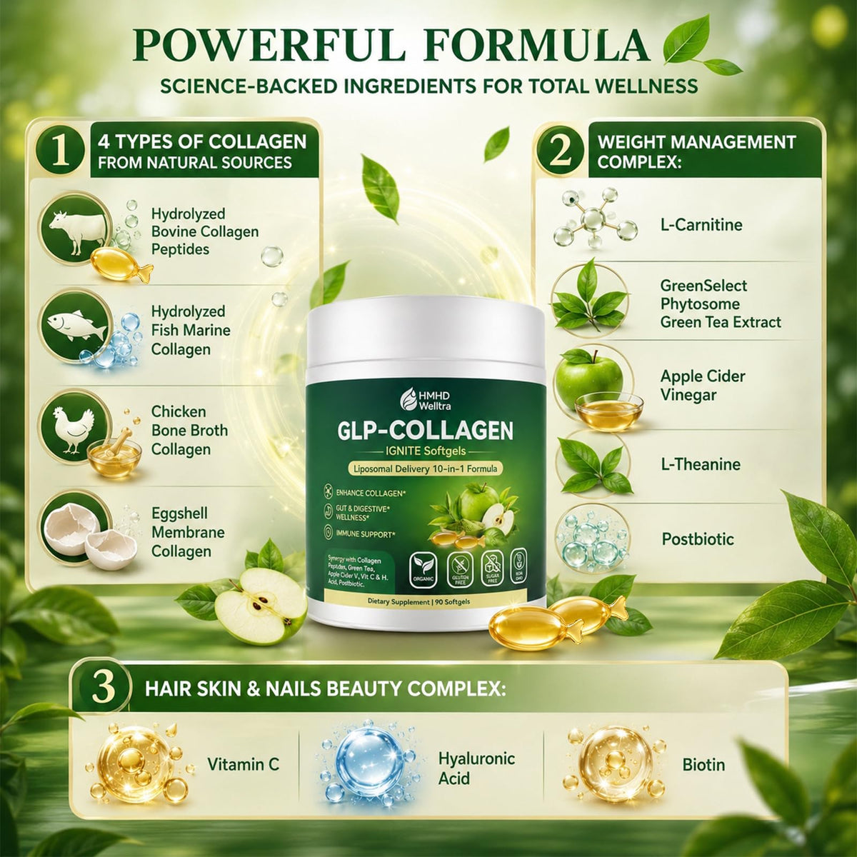 HMHDWelltra Collagène Softgels 10-en-1 emballage