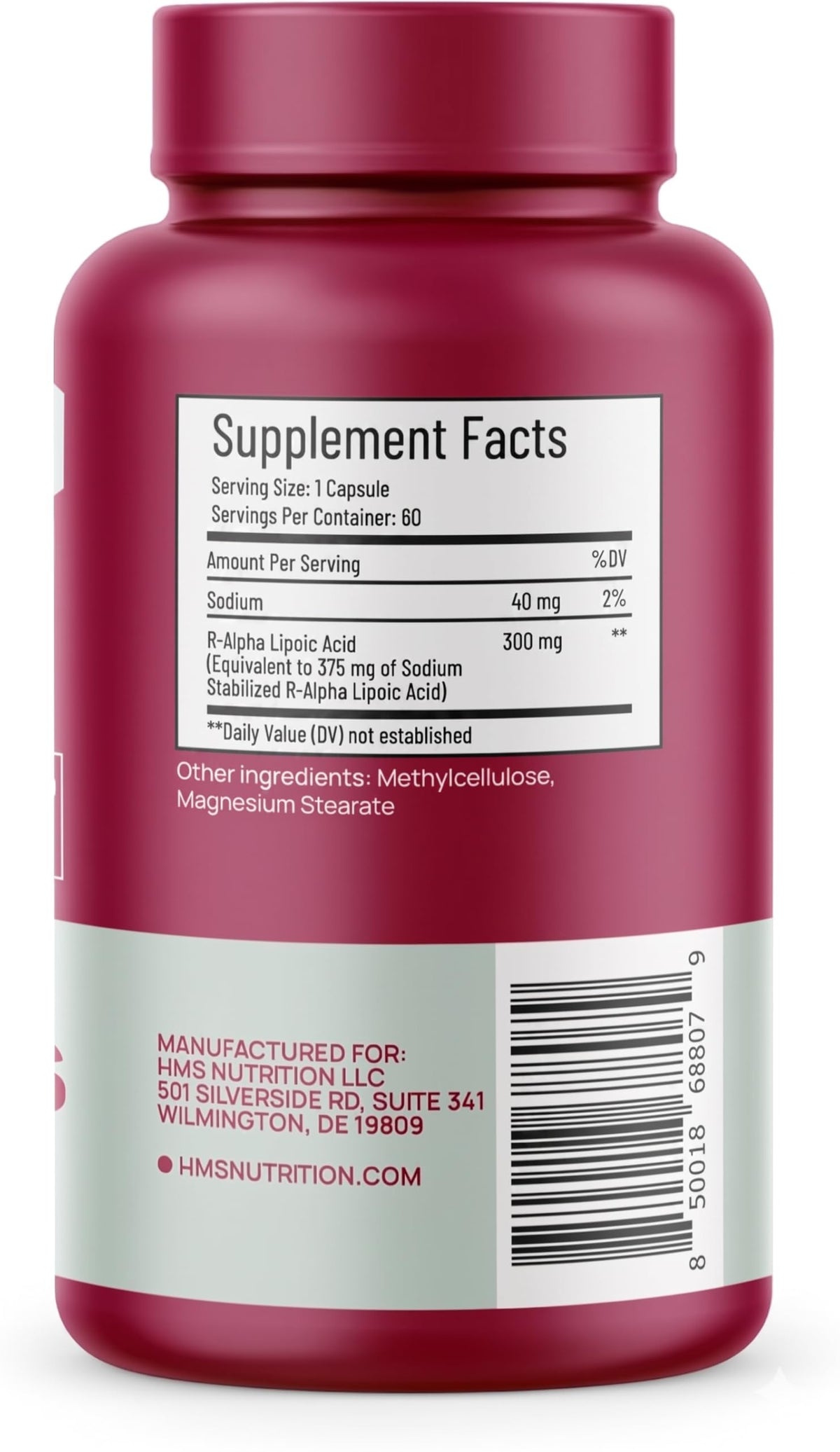 HMS Nutrition Acide Alpha Lipoïque R 300 mg capsule, vue de près de la capsule