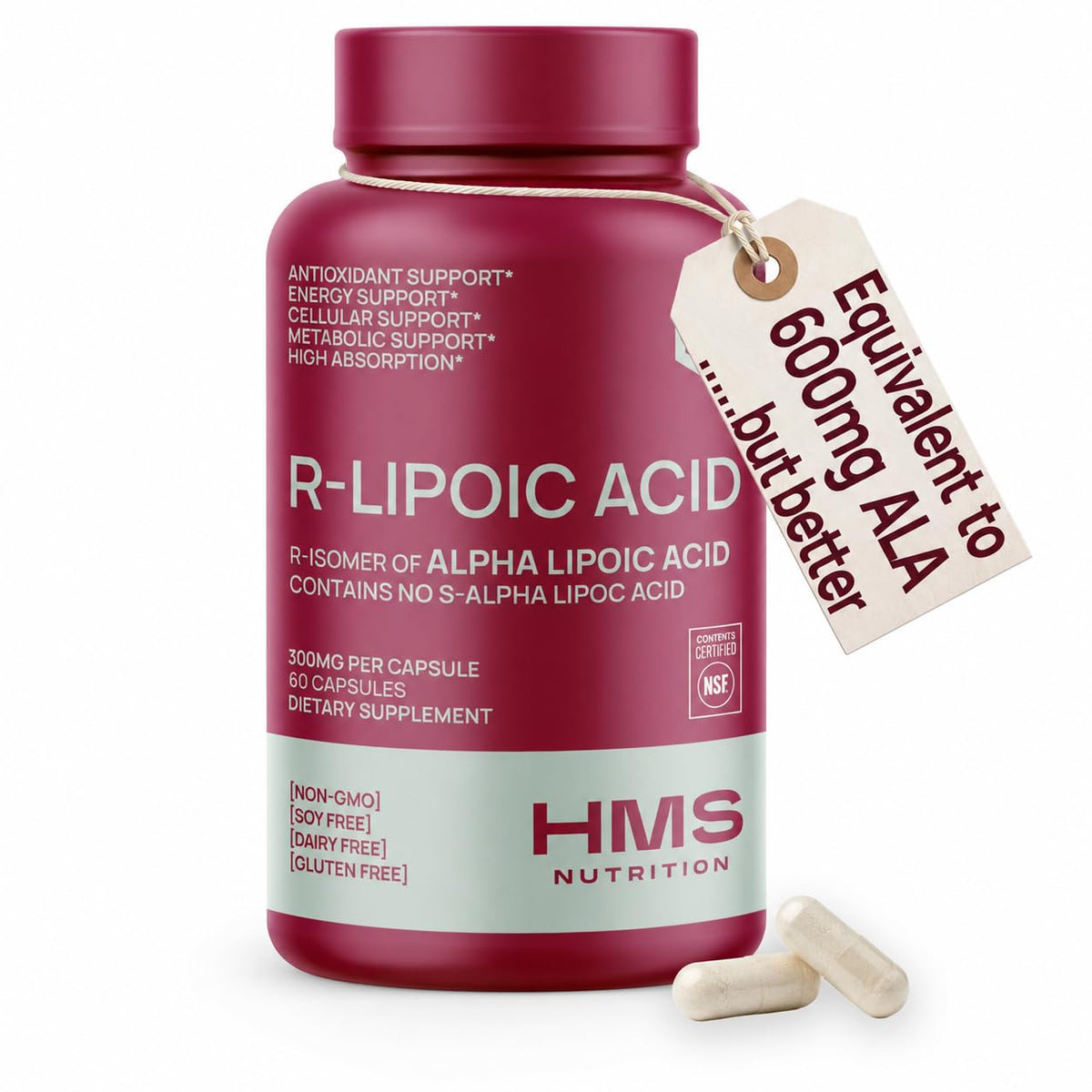 HMS Nutrition Acide R-Lipoïque Stabilisé 300 mg capsules vue avant