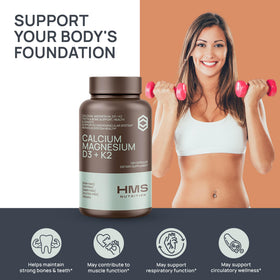 HMS Nutrition Calcium Magnésium D3 K2 120 Capsules - flacon ouvert