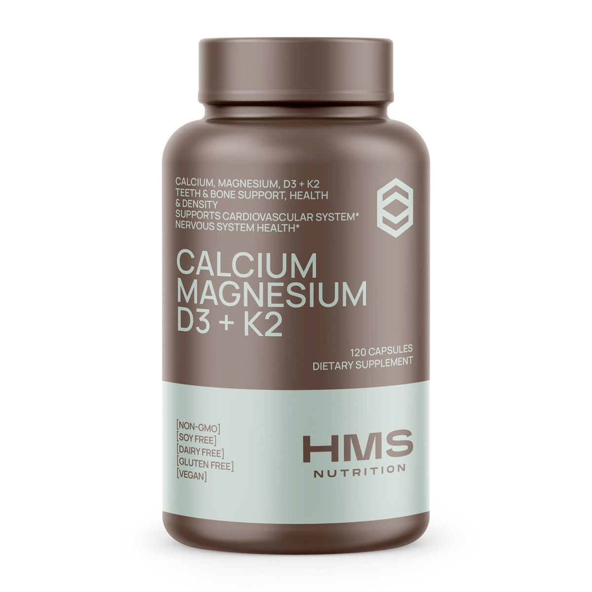 HMS Nutrition Calcium Magnésium D3 K2 120 Capsules - vue de face
