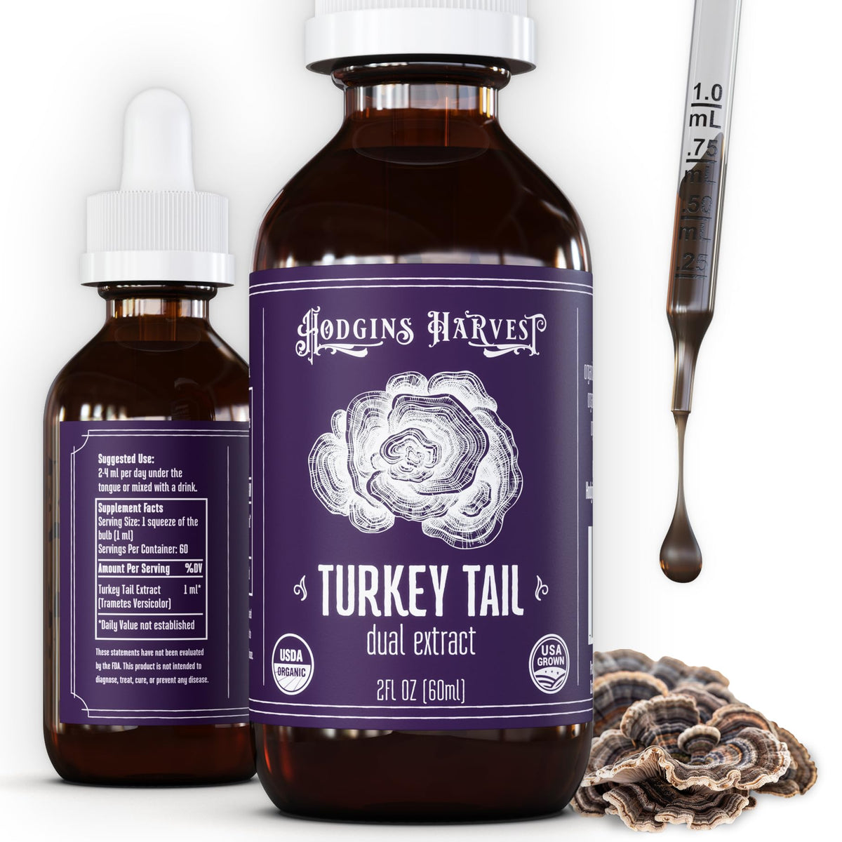 Hodgins Harvest Extrait de Champignon Turkey Tail 2 fl oz devant