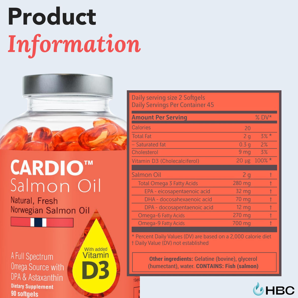 Hofseth BioCare, gélules d'huile de poisson sur fond blanc