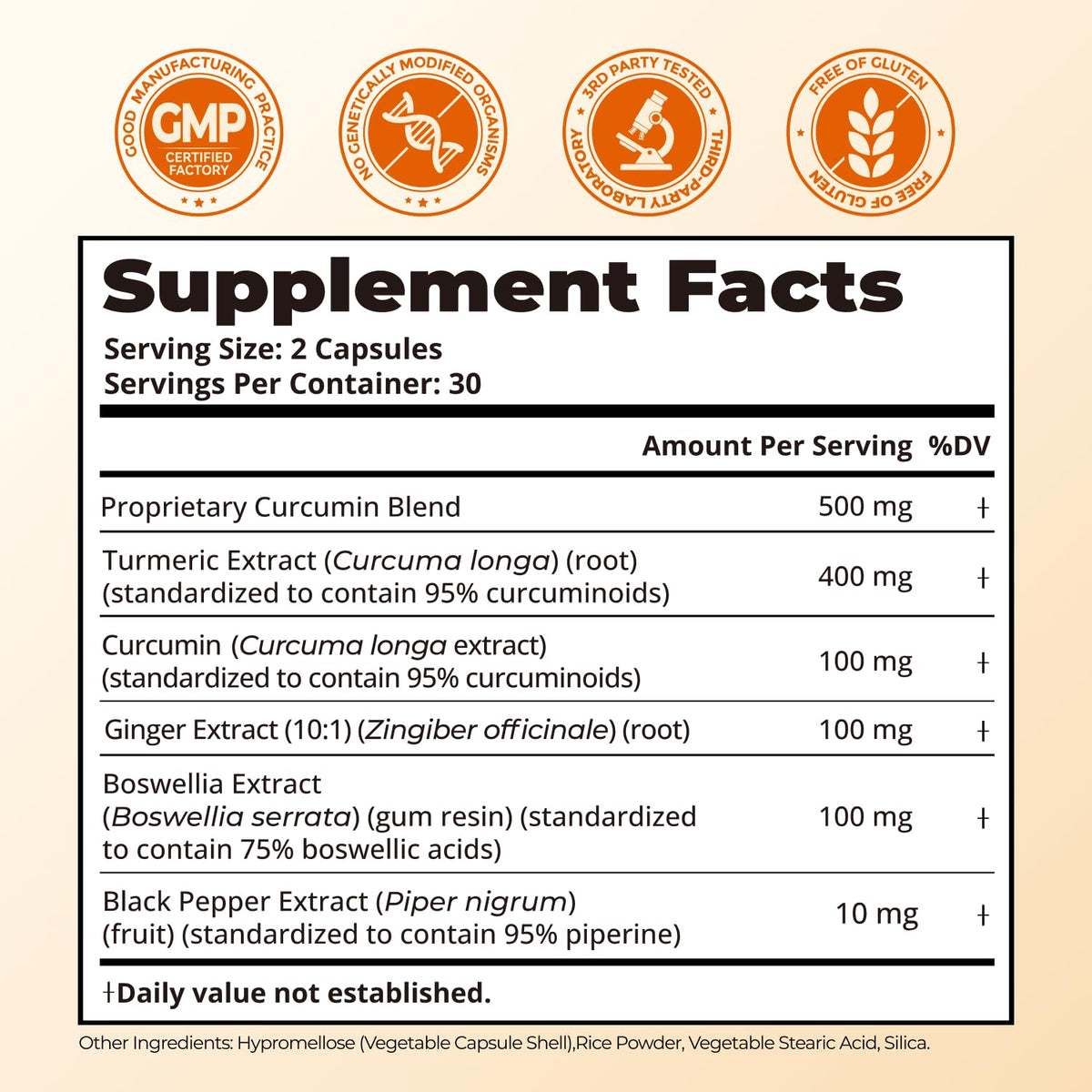 HojaSana Curcuma 500mg avec une main tenant la capsule