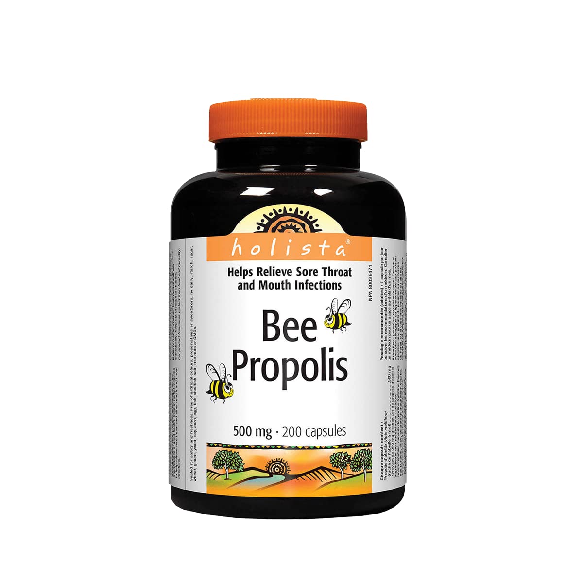 Holista Propolis 500mg 200 capsules - vue avant du flacon