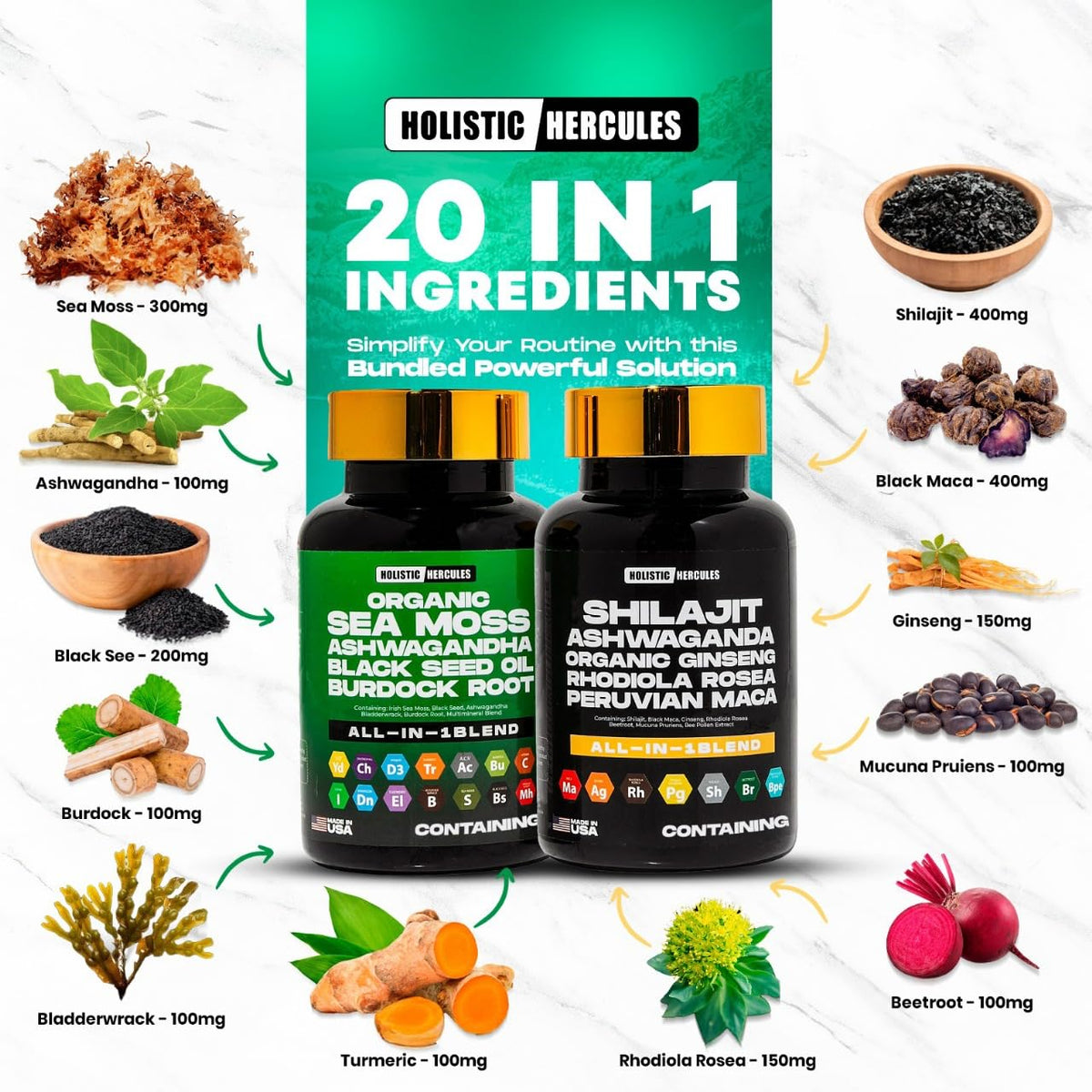 Holistic Hercules Elixer™ Bundle avec un verre d'eau