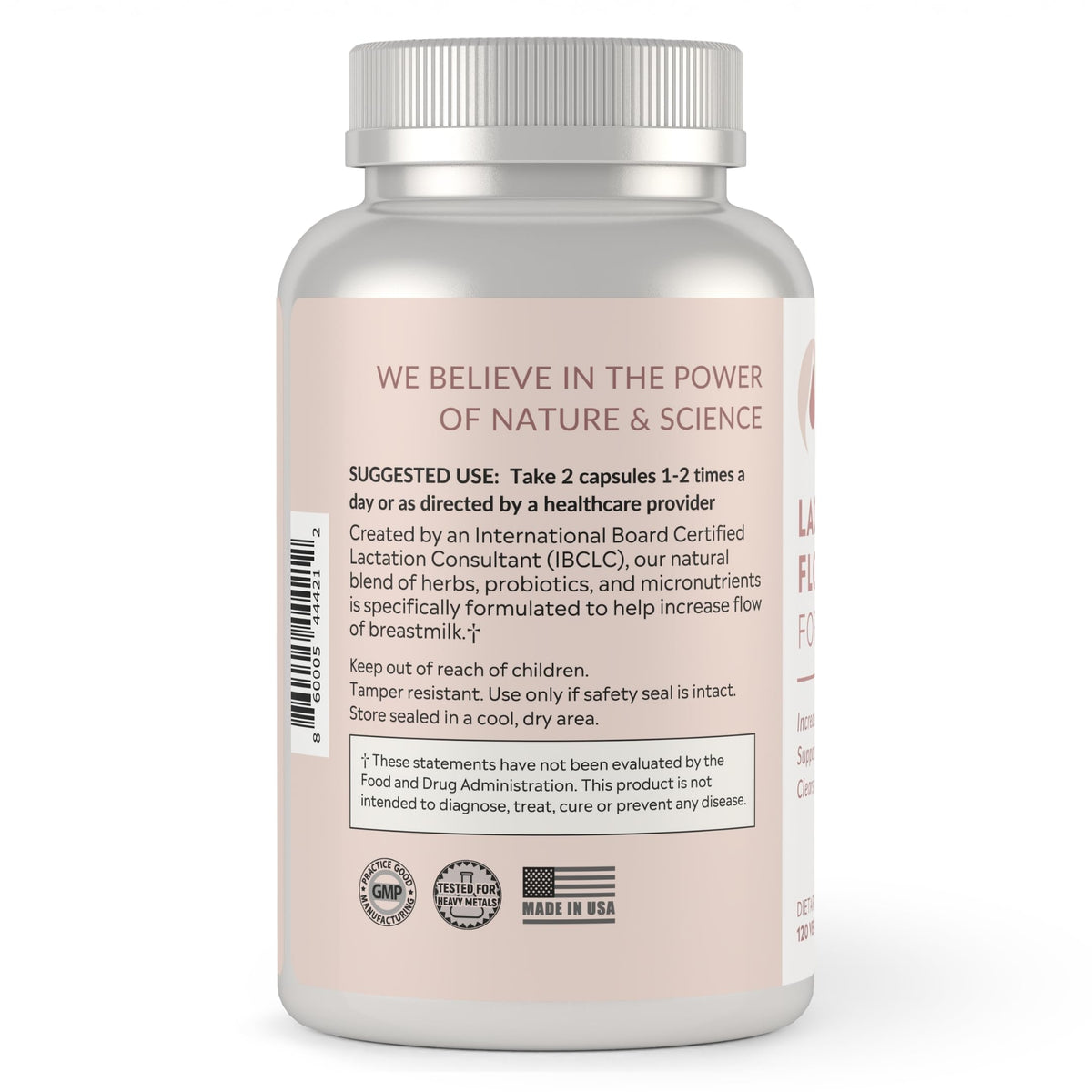 Holistic Lactation Formule de Soutien à la Lactation, flacon sur fond blanc