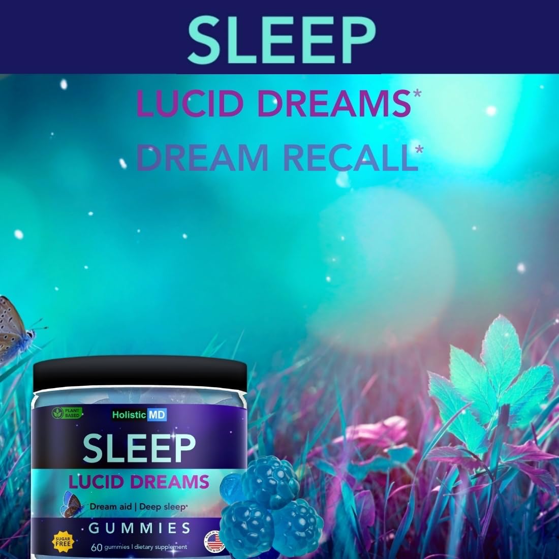 Holistic MD Gummies de Sommeil 60 ct présentation des gummies