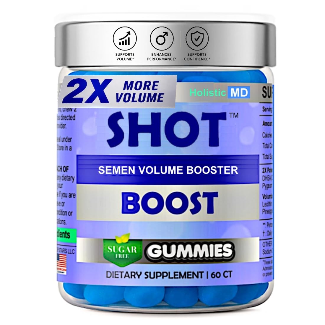 Holistic MD Gummies Volume Seminal 60 ct vue de face