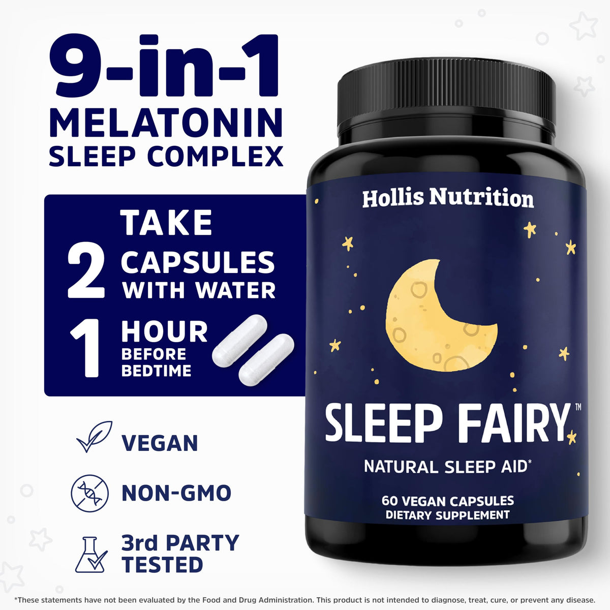 Hollis Nutrition Sleep Fairy capsules avec verre d'eau