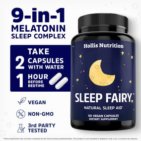 Hollis Nutrition Sleep Fairy capsules avec verre d'eau