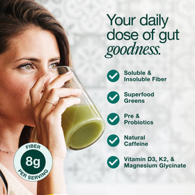 Hona Fiber + Greens mélange de super-aliments avec spiruline et chlorelle