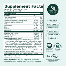 Hona Fiber + Greens Poudre 431g en poudre dans un verre
