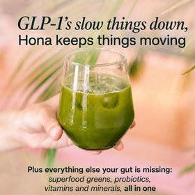 Hona Fiber + Greens poudre dans un verre d'eau