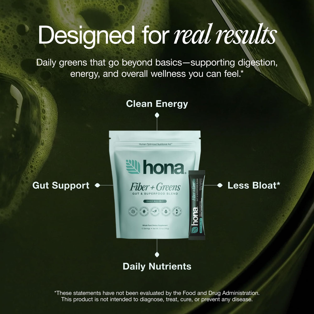 Hona Fiber + Greens sticks de voyage en milieu naturel