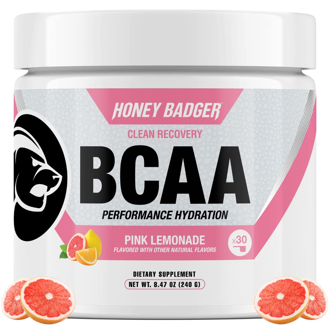 Honey Badger BCAA + EAA Poudre 272g Limonade Rose vue de face